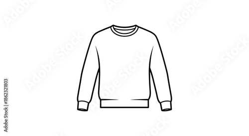 A simple line drawing of a classic crewneck sweatshirt presented on a plain white background