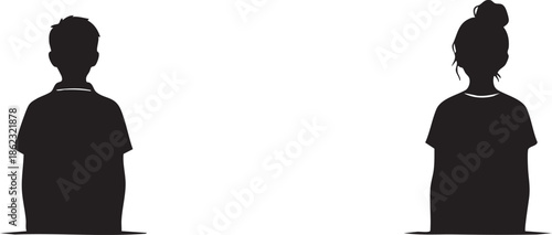 Two silhouettes of people facing away from each other isolated on transparent background