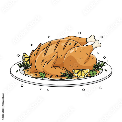 Roast chicken icon vector design