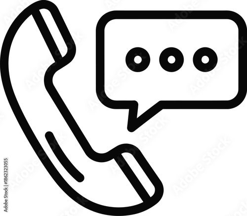 Telephone handset with a message bubble icon indicating ongoing digital communication