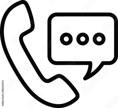 Outline icon representing phone call and message communication, contact us symbol