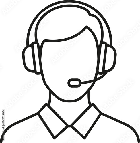 Customer support agent with headset line icon representing communication and assistance