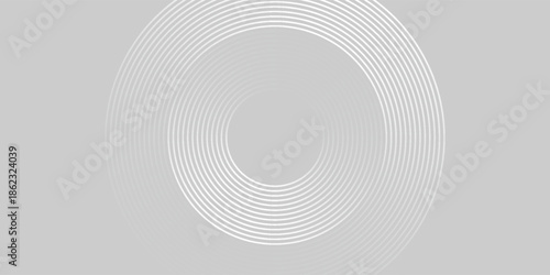 Abstract white glowing geometric lines on gray background. Modern shiny blue circle lines pattern. Futuristic technology concept. Suit for cover, poster, banner, brochure, header, website vector