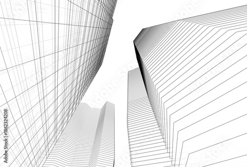Abstract architecture building 3D illustration
