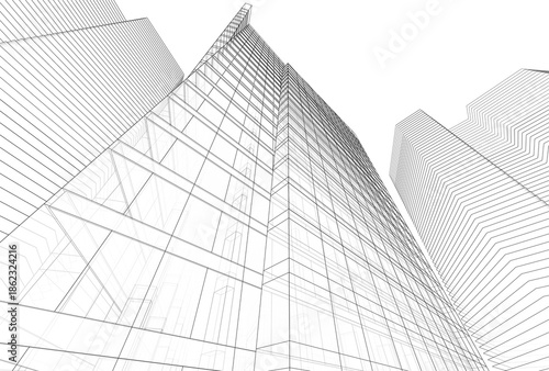 Abstract architecture building 3D illustration
