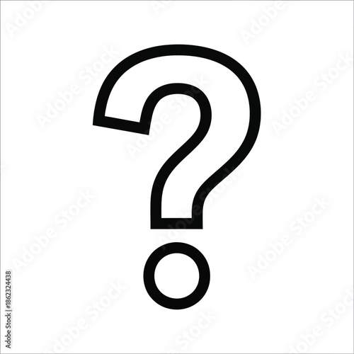 Outline of a question mark symbol on a white background representing query and uncertainty