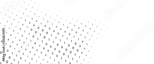 Technology stream binary code. Digital illustration. White matrix background. Programming, coding, hacking and encryption.