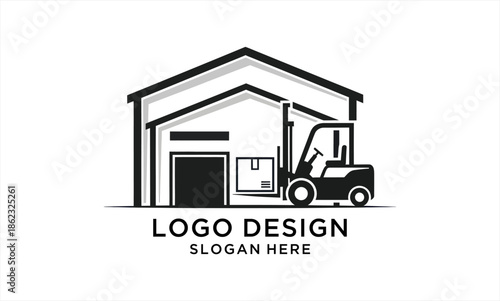 Warehouse and Forklift Logo Design for Logistics and Storage Business.