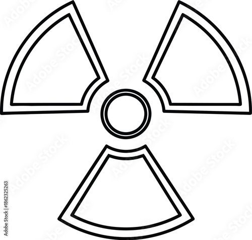 Outline of a radioactive symbol indicating a hazard or warning of radiation exposure