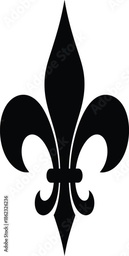 A striking black fleur de lis design against a white background silhouette