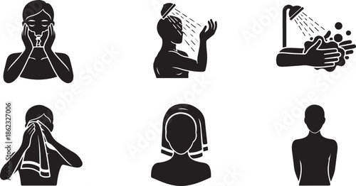 Hygiene and personal care routine icons