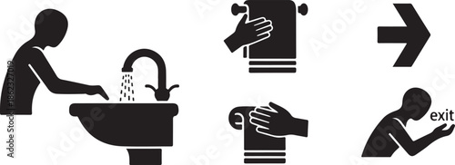 Illustration showing the correct steps for washing hands