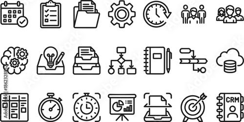  Minimalist icons for organization and productivity tools 