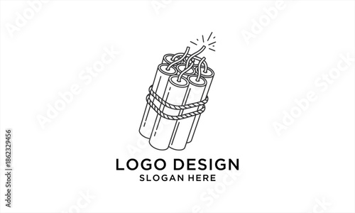 Dynamite sticks with a burning fuse, hand-drawn illustration, explosive power concept.