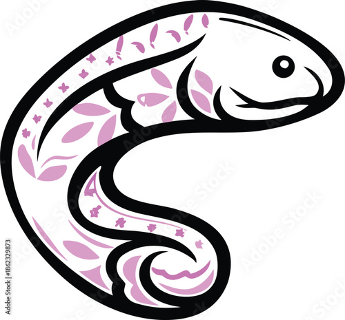 electric eel icon Black silhouette vector illustration on transparent background