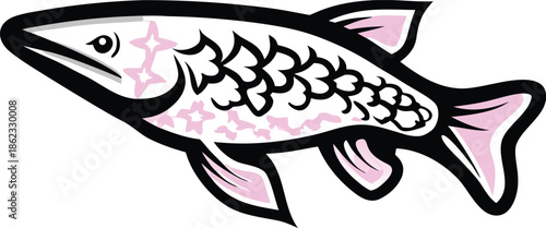 gar fish icon Black silhouette vector illustration on transparent background