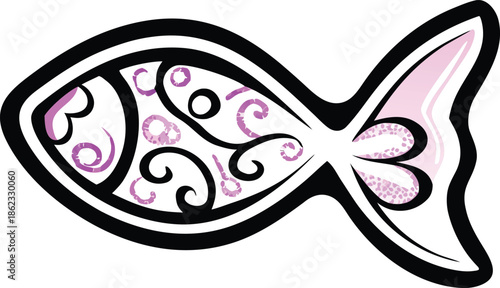 glass fish icon Black silhouette vector illustration on transparent background