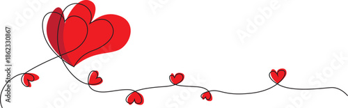 Heart design with single line suitable for background design, card , banner, red heart design