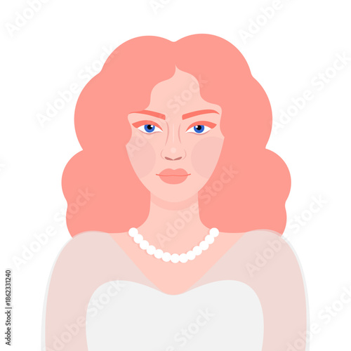 pink-haired woman, woman wearing a wedding dress, vector