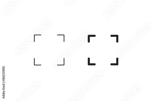 Two sets of corner brackets, one outlined and one filled, on a white background