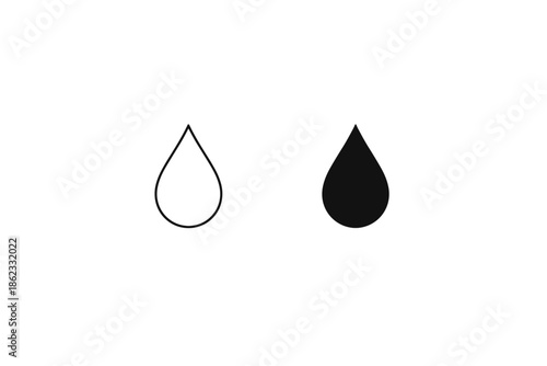 Simple graphic of a black and white water drop side by side