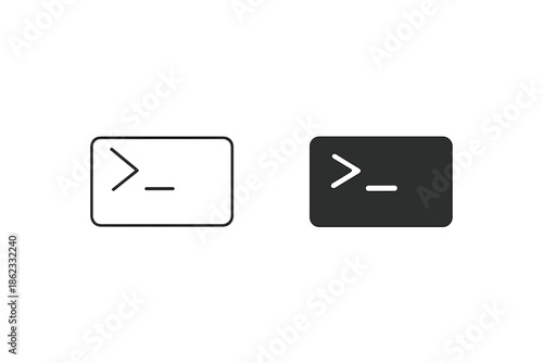 Command line interface prompt icon in outline and filled styles for digital applications
