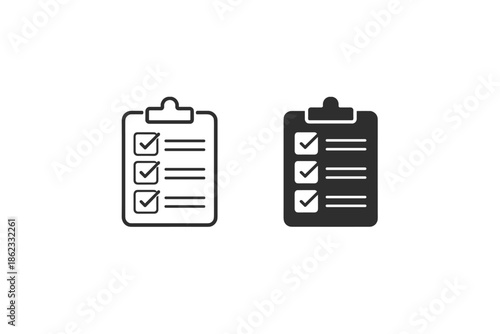 Checklist icons with checkmarks on a clipboard, representing tasks completed and to-do lists