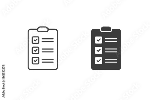 Checklist icons with checkmarks on a clipboard for task completion and organization