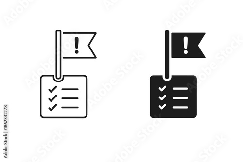 Checklist with flag and exclamation mark icon representing important tasks or goals