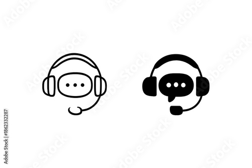 Headset with speech bubble icon representing customer service and communication