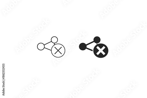Share icon with a cross symbol indicating cancellation or deletion
