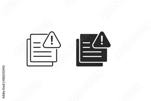Document alert icon with exclamation mark and warning triangle symbol