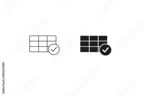 Checkmark icon on a grid or table, representing approval or completion
