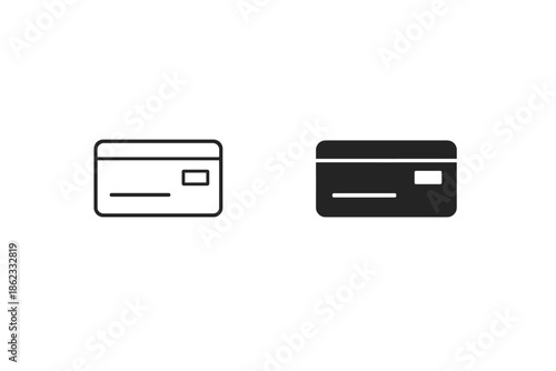Simple credit card icons in outline and solid fill styles for digital use