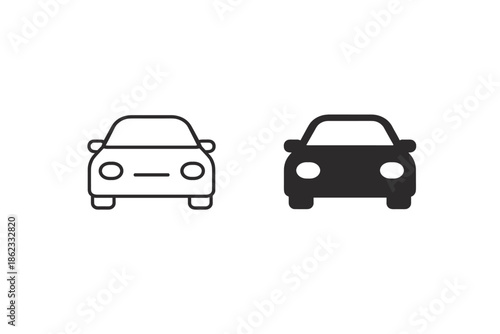 Two car icons, one outlined and one solid black, shown from the front