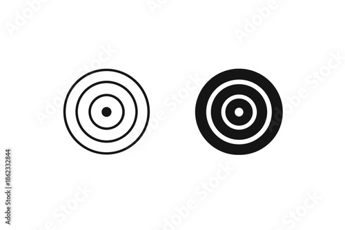 Two target icons, one outlined and one solid black, representing focus and precision