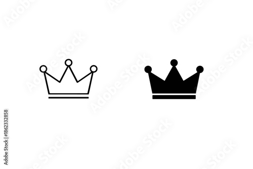 Simple crown icons, one outlined and one solid black, on a white background