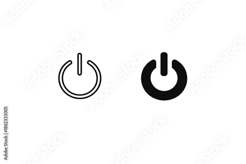 Power button icon outline and filled versions on a white background