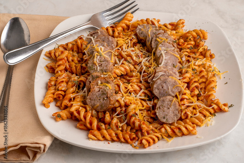 rotini pasta  with italian sausage  and cheese