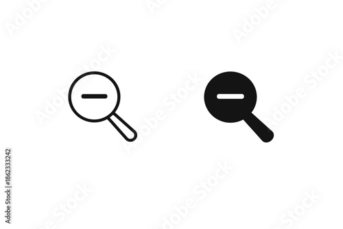 Magnifying glass with minus sign icon for zoom out and reduce search results