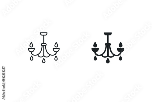 Elegant chandelier icon set, representing classic and modern lighting fixtures