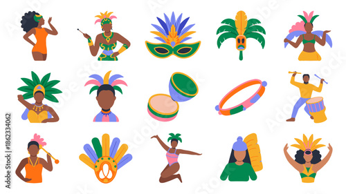 Carnival celebration elements set.