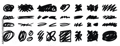 Abstract scribbles monochrome line art with expressive strokes, hand drawn