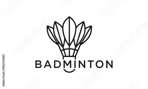 Minimalist Badminton Shuttlecock Logo Design with Sporty Aesthetic.