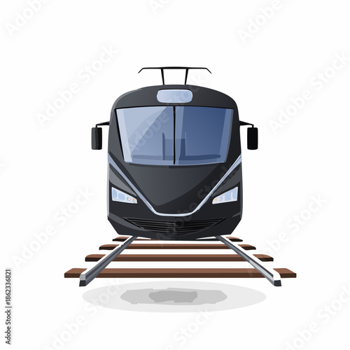 black and white train isolated on white