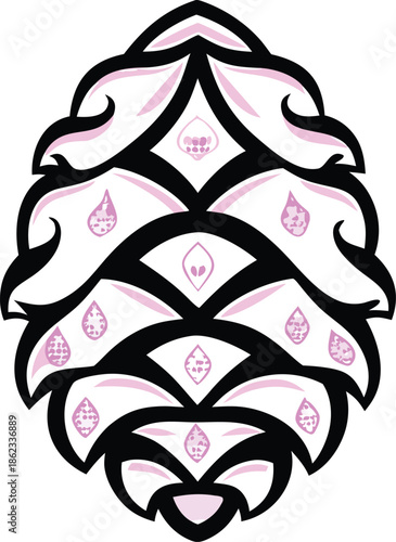 pinecone fish icon Black silhouette vector illustration on transparent background