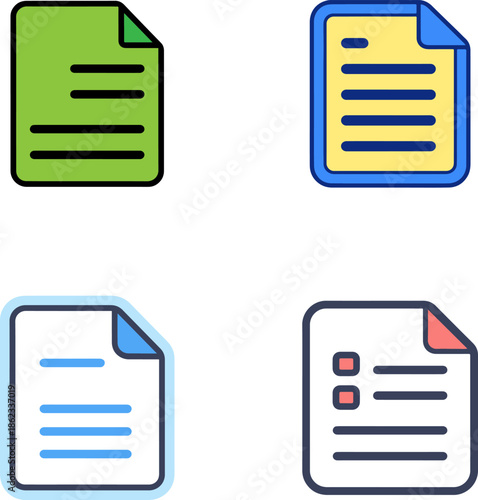 Colorful document file icons vector for business and office use
