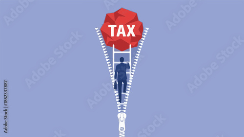 Businessman climbing ladder towards a significant tax burden concept