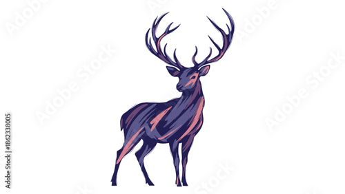 Majestic Deer Illustration A Striking Wildlife Portrait with Intricate Details.
