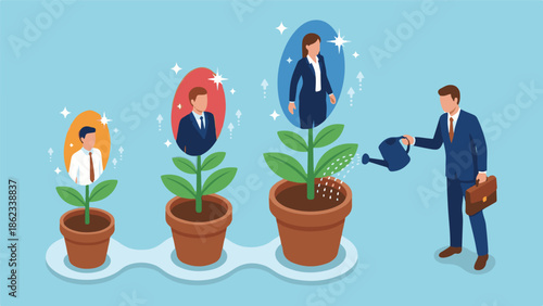 Business growth and career development concept with talent nurturing